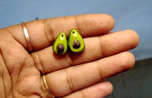 Blue Earring - 1 Piece,  Earrings Set Of 5, Onion Scrunchy, Black With White Pearl Scrunchy, Violet Scrunchies(mini-medium-large), Avocado Studs