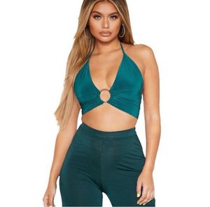 Teal Halter Crop Top