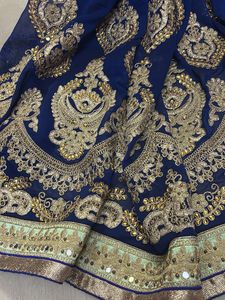 Elegant Blue &amp; Gold Saree