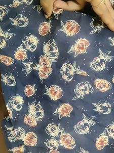 Blue Floral Printed Fitted Shirt