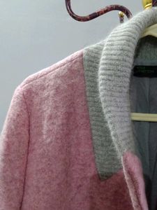 Pink Wool Blend Overcoat