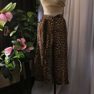 H&M Leopard Print Wide Leg Cropped Pants