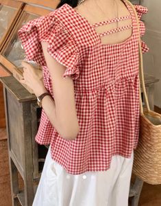 Savana red gingham top