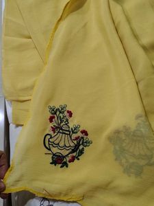 Elegant Yellow Embroidered Saree