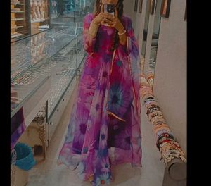 Organza Floral Printed Gown