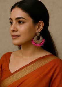 Regal Radiance:  Magenta Jhumka Earring