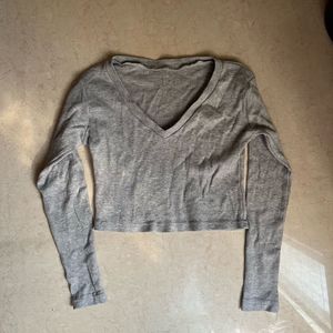 Gray Long Sleeve Top