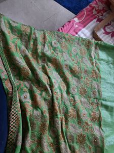 Shimmer Green Saree With Peticot