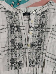 Plaid Embroidered Top