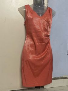 Yk2 Pintrest Silk Coral Ruched Sheath Dress