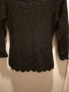 Beautiful Scalloped Details Black Imported  Top