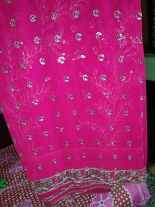 Pink Sequin Saree