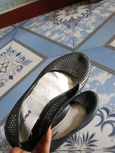 Black Garima Perforated Ballet Flats