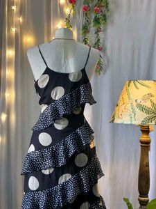 Polka Dot Ruffle Maxi Dress