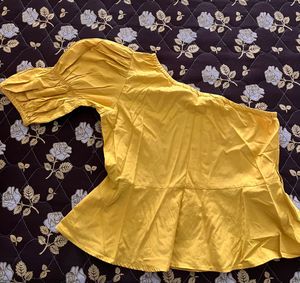 One Shoulder Mustard Top