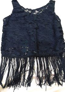 Black Lace Fringe Top