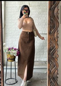 Zara Imported Brown Denim Skirt