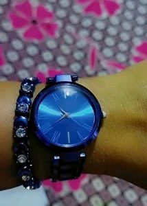 Watch And Bracelet Combo- Blue