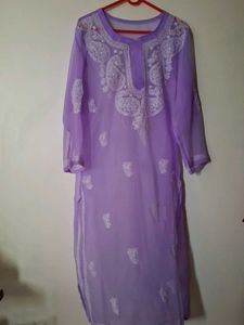 Lilac Embroidered Kurti