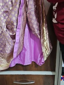 Partywear  Lavender Full Flayered Silk Gown