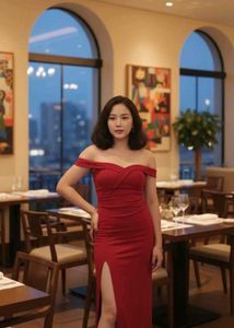 Elegant Red Off-Shoulder Gown