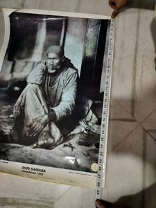 Big Sai Baba Black And White Photo