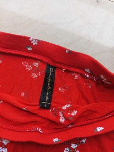 Red Floral Tie-Front Top