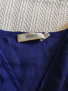 Blue Sleeveless V-Neck Dress