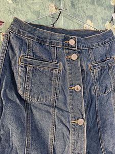 Denim Button-Front Skirt