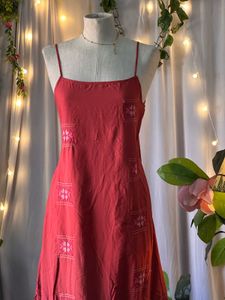 Red Embroidered Maxi Dress