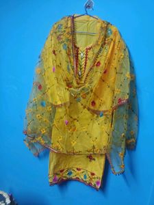 Haldi Embroidery Suit Set