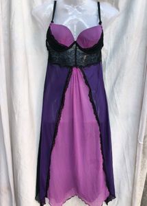 131511. Purple & Black Lingerie Nightgown