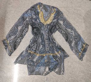 Y2k Pinteresty Printed Sheer Kurti/top