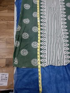 💚Sleeveless Green &amp; White Print Cotton Maxi