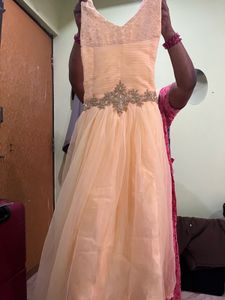 Elegant Peach Ethnic Gown