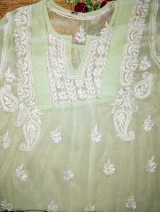 Pretty Green Net Top With Embroidery