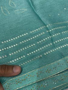 Elegant Sea Green Floral Saree