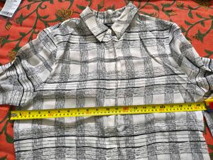 Checked White Longline Shirt