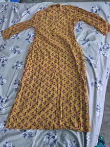 Floral Print Yellow Kurta