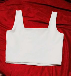 White Crop Tank Top
