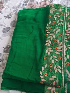 Green Embroidered Saree Gottapati heavy border