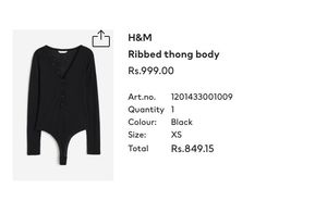 H&amp;M Black Ribbed Bodysuit