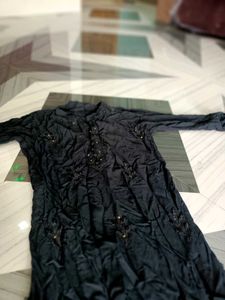 Black Embroidered Kurti with Bead Detailing
