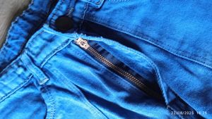 Blue Wide Leg Cargo Jeans