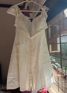 White Off-Shoulder Dress Linen