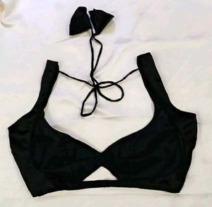 Satin Non Padded 1 Back Hook Deep Neck Blouse