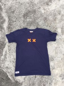 Navy Tee with Orange XX Design And Backprinted