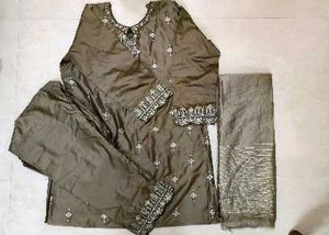 Olive Embroidered Kurta Set