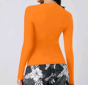 Orange Square Neck Long Sleeve Top