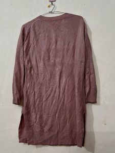 Mauve V-Neck Sweater Dress